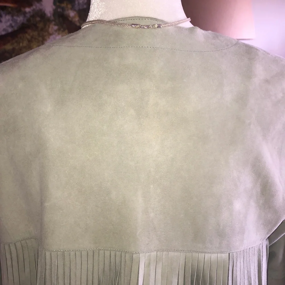 Suede Fringe Jacket. Dove grey S - Picture 8 of 10